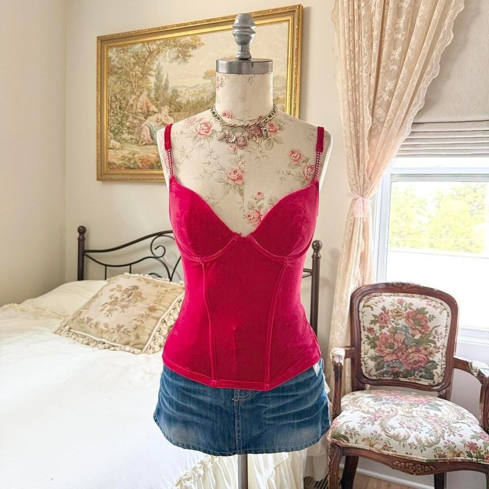 Velvet Corset Cami  Secret Treasures small‎ pink velvet corset cami